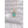 ieg™ 316L Çelik Gold Renk Mavi Mineli Tarot Kolye