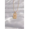 ieg™ 316L Çelik Gold Renk Pembe Mineli El Figür Tarot Kolye