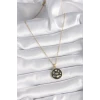 316L Çelik Gold Renk Siyah Şans Kolyesi - TJ-BKO9547