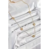 316L Çelik Yonca Model Gold Renk Kadın Kolye - TJ-BKO10378