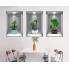 ieg™ 3D Çiçek Vazo Duvar Sticker 3 lü Set GRİ Fon