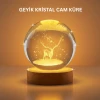 ieg™ 3D Geyik Desenli Kristal Küre USB Işıklı Ahşap Tabanlı Oda Lambası