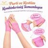 ieg™ 80’ler 90’lar Retro Neon Pembe File Parmaksız Kısa Eldiven 11 cm