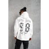 ieg™      98 Baskılı Kapşonlu Sweat - Beyaz -