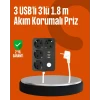ieg™ Akım Korumalı 3 USB Portlu 4’lü Priz 4.1A Hızlı Şarj