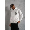 ieg™      Baskılı Kapşonlu Sweat - Beyaz -