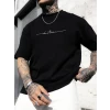 ieg™ Baskılı Oversize Bisiklet Yaka T-shirt - Siyah