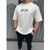 ieg™      Baskılı Oversize T-Shirt - Beyaz -