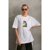 ieg™      Baskılı Oversize T-Shirt - Beyaz -