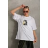 ieg™      Baskılı Oversize T-Shirt - Beyaz -