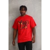 ieg™      Baskılı Oversize T-Shirt - Kırmızı -
