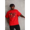 ieg™      Baskılı Oversize T-Shirt - Kırmızı -