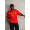 ieg™      Baskılı Oversize T-Shirt - Kırmızı -