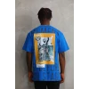 ieg™      Baskılı Oversize T-Shirt - Mavi -