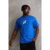 ieg™      Baskılı Oversize T-Shirt - Mavi -