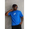 ieg™      Baskılı Oversize T-Shirt - Mavi -