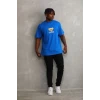 ieg™      Baskılı Oversize T-Shirt - Mavi -