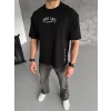 ieg™      Baskılı Oversize T-Shirt - Siyah -
