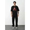ieg™      Baskılı Oversize T-Shirt - Siyah -