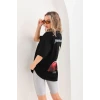 ieg™      Baskılı Oversize T-Shirt - Siyah -