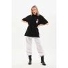 ieg™      Baskılı Oversize T-Shirt - Siyah -