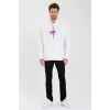 ieg™      Baskılı Üç İplik Kapüşonlu Oversize Sweatshirt - Beyaz -