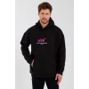 ieg™      Baskılı Üç İplik Kapüşonlu Oversize Sweatshirt - Siyah -