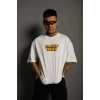 ieg™      Bisiklet Yaka Baskılı Oversize T-Shirt - Beyaz -