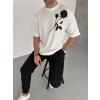 ieg™      Bisiklet Yaka Baskılı Oversize T-Shirt - Beyaz -