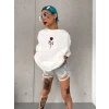 ieg™      Bisiklet Yaka Baskılı Oversize T-Shirt - Beyaz -