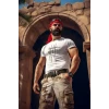 ieg™      Bisiklet Yaka Baskılı Oversize T-Shirt - Beyaz -