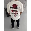 ieg™      Bisiklet Yaka Baskılı Oversize T-Shirt - Beyaz -