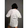 ieg™      Bisiklet Yakalı Sırt Baskılı Oversize T-Shirt - Beyaz -