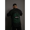 ieg™      Bisiklet Yakalı Sırt Baskılı Oversize T-Shirt - Siyah -