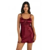 ieg™ Bordo Kısa Saten Gecelik 8208