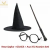 ieg™ Çocuk Seti (Siyah Keçe Şapka, Asa, Gözlük)