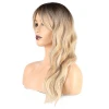 ieg™  Dalgalı Perçemli Fiber Sentetik Orta Boy Peruk - Kahve Platin Röfleli
