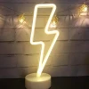 ieg™  Dekoratif Şimşek Şeklinde Pilli Neon Led Lamba Süs Masa Lambası