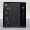 ieg™ Desenli Siyah Deri Defter Kalem Set