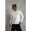 ieg™ Erkek Düz Bisiklet Yaka Sweat - Beyaz