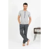 ieg ™ Erkek Pamuk Kısa Kol Pijama Takım Gri