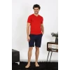 ieg ™ Erkek Penye Kırmızı 3lü Pijama Takımı