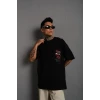 ieg™ Erkek Sırt Baskılı A Kalite Oversize T-shirt - Siyah