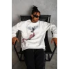 ieg™      Güvercin Baskılı Sweatshirt - Beyaz -