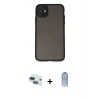 ieg™ iPhone 11 Kılıf Ahenk Çizgi Serisi - Siyah Joko Magic 5D Cam + Pers Alüminyum Kamera Lens - LT