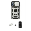 ieg™ iPhone 11 Kılıf Ahenk Klasik - Siyah 6D Antistatik Mat Seramik Hayalet Nano Ekran Koruyucu + Turuncu Renkli Kamera Lens Koruma Cam