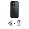 ieg™ iPhone 11 Kılıf Akış Çizgi Koleksiyonu - Siyah Bilvis 5in1 3D Magic Cam Ekran Koruyucu + Raze Metal Kamera Lens - KI