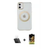 ieg™ iPhone 11 Kılıf Pusula Form - Siyah Buffer Cam Ekran Koruyucu + Kamera Lens Koruma Cam - SF