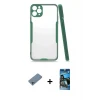 ieg™ iPhone 11 Pro Atlas Asil Serisi - Siyah 34D Izgaralı Cam + Sierra Blue Shine Kamera Lens Koruma Cam