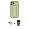 ieg™ iPhone 11 Pro Max Kılıf Akış Doku - Siyah 360 Mat Full Body Arka Koruyucu + Pers Alüminyum Kamera Lens - SH